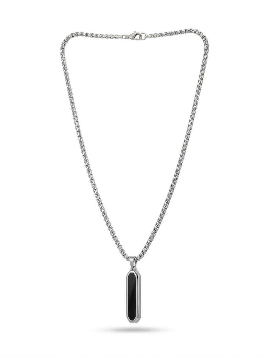 Onyx Inlay Octagonal Bar Necklace