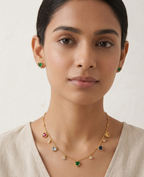 Vibrant Multi-Gemstone Heart Jewelry Set - 18K Gold Plated