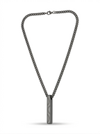 Greek Key Vertical Bar Necklace in Matte Black