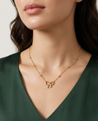 Graceful Ribbon Bow Beaded Necklace - 18K Gold Plated