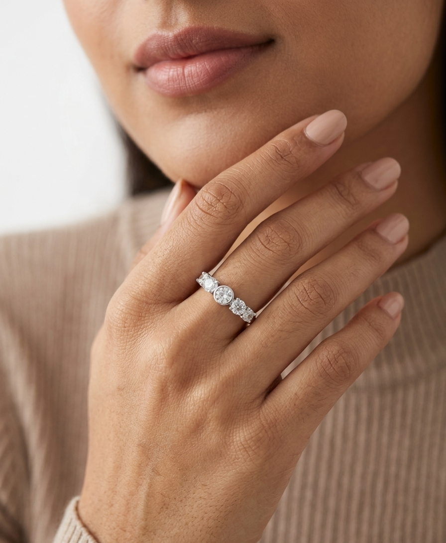 Five-Stone Crystal Stellar Open Ring