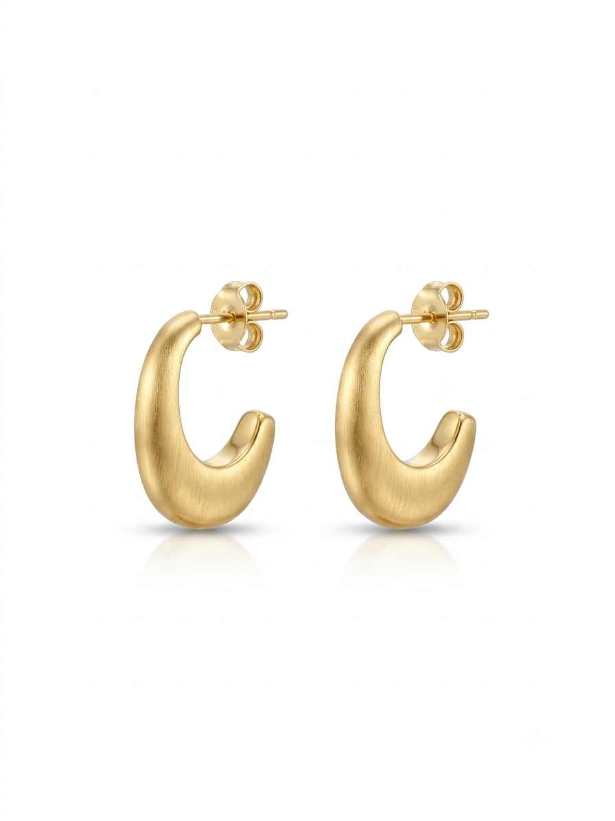 Matte Gold Sculptural Chunky Half-Hoop Earrings