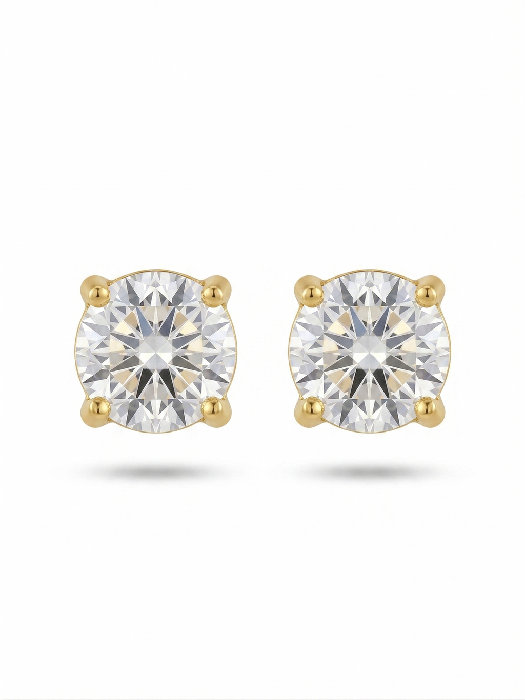 Round Solitaire Studs - 18K Gold Plated
