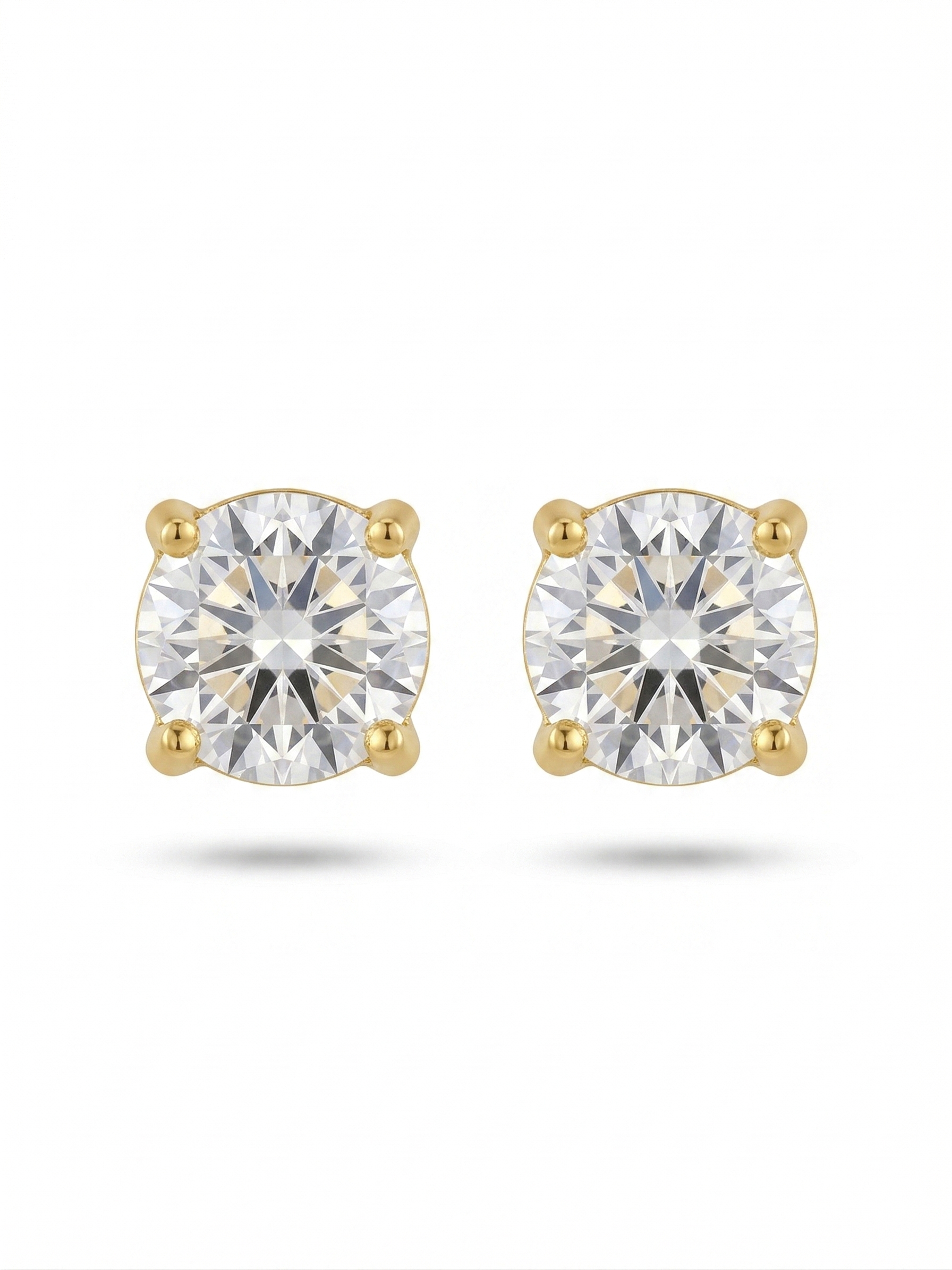 Round Solitaire Studs - 18K Gold Plated