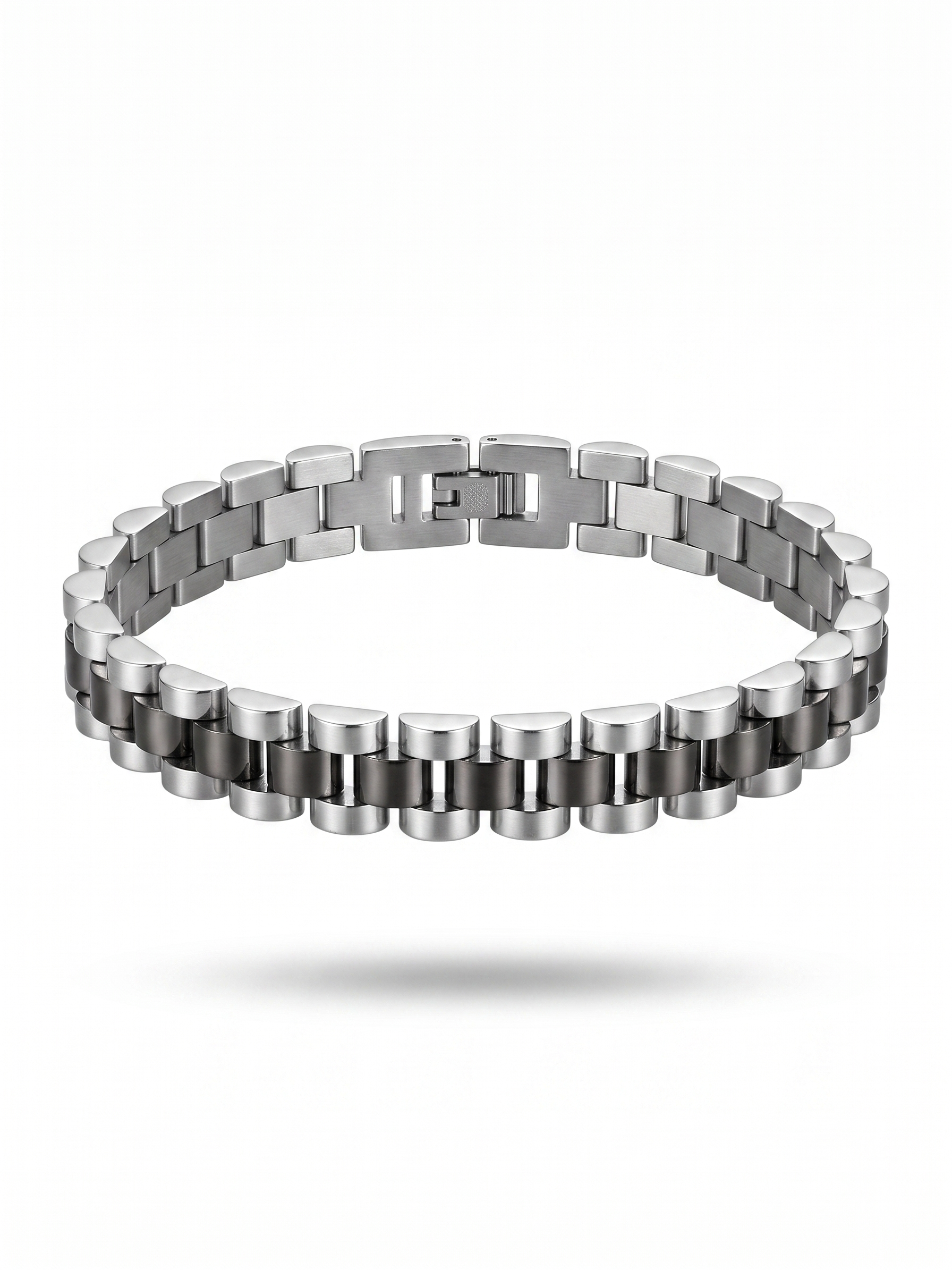 Two-tone Architectural Link Watch style Bracelet