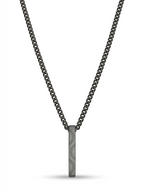 Greek Key Vertical Bar Necklace in Matte Black