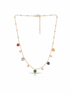 Vibrant Multi-Gemstone Heart Jewelry Set - 18K Gold Plated