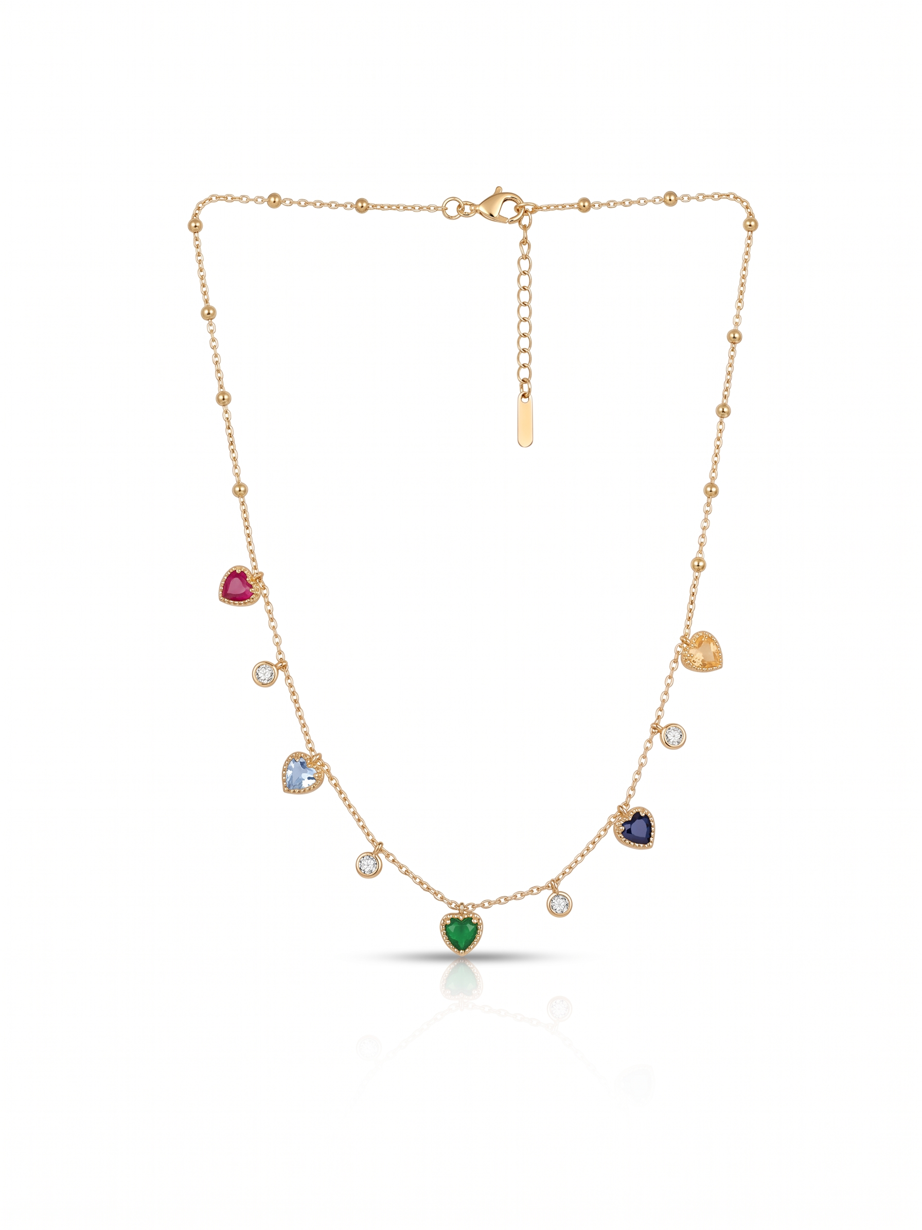 Vibrant Multi-Gemstone Heart Jewelry Set - 18K Gold Plated