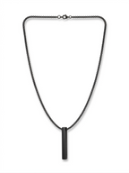 Matte Black Vertical Bar Pendant Men's Necklace
