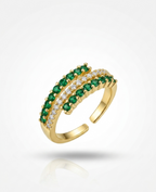 The Emerald Envy Triple-Row Adjustable Ring - 18K Gold Plated