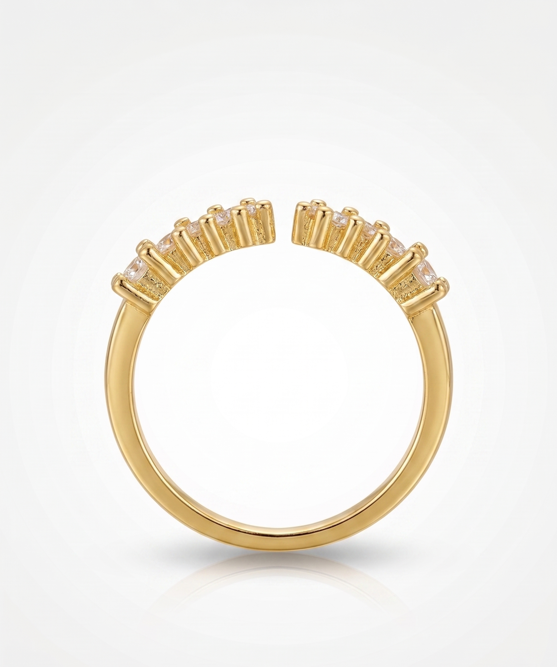 Crystal Cluster Open Band Ring - 18K Gold Plated