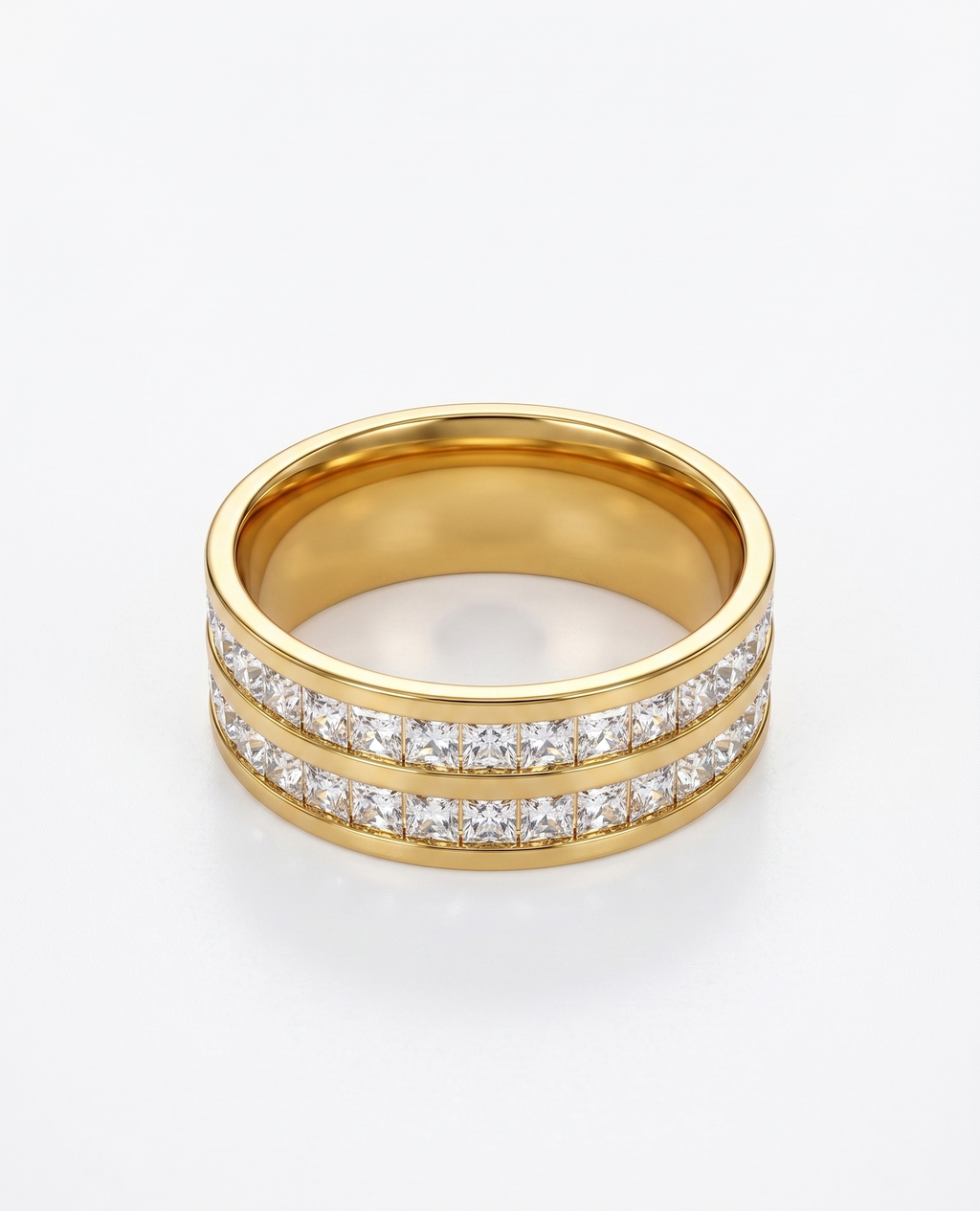 The Timeless Elegance Double-Row Eternity Ring - 18K Gold Plated