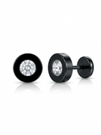 Black mens stud earrings