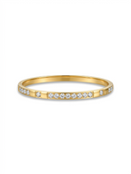 Crystal Embedded Segmented Bangle in Gold - 18K Gold Plated