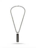 Silver Greek Key Onyx Bar Necklace