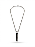 Silver Greek Key Onyx Bar Necklace