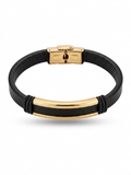 Bold Gold & Leather ID Bracelet