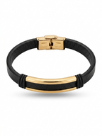 Bold Gold & Leather ID Bracelet