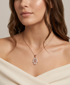 Rose Gold Filigree Hamsa Charm Necklace - 18K Gold Plated