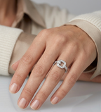 Geometric Belt-Buckle Crystal Ring