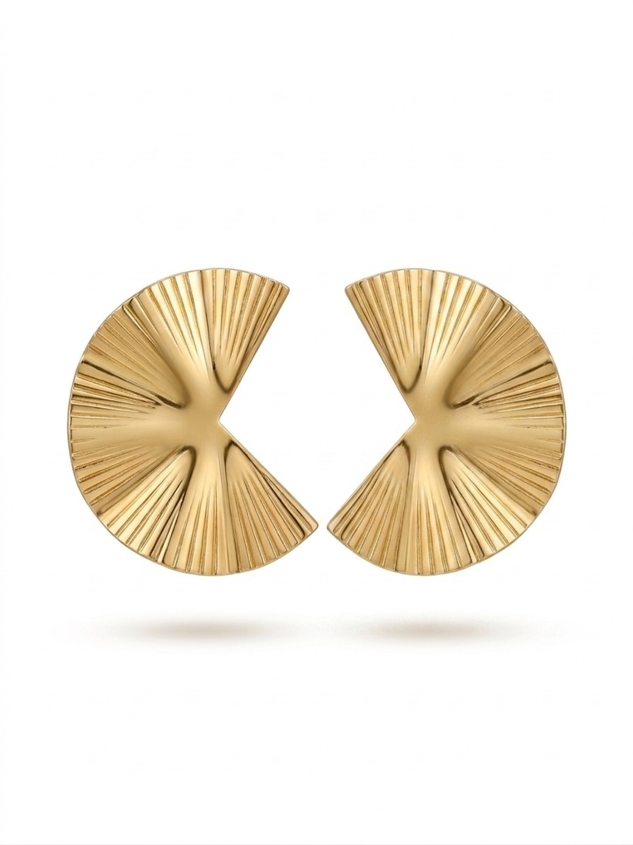 Soleil Pleated Fan Studs - 18K Gold Plated