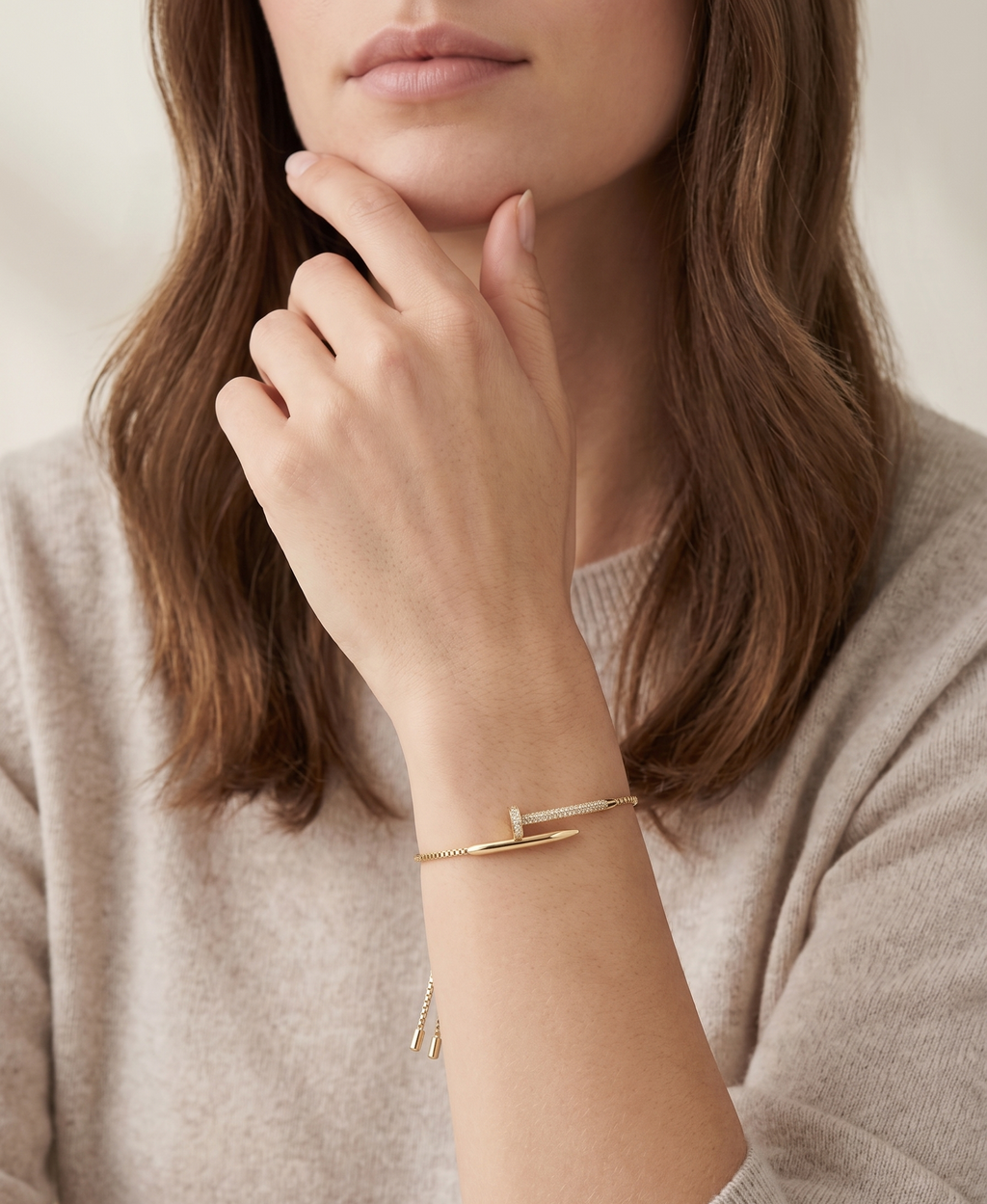 Gold Nail Adjustable Bolo Bracelet - 18K Gold Plated