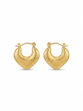 The Stippled Heart Hoops - 18K Gold Plated