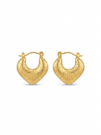 The Stippled Heart Hoops - 18K Gold Plated