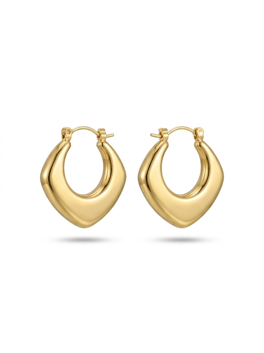 The Sculpted Diamond Hoops - 18K Gold Plated