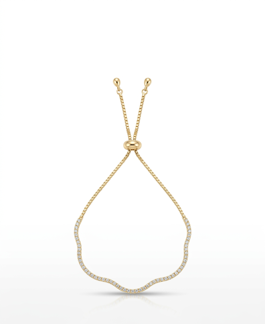 Gold Wave Adjustable Bracelet - 18K Gold Plated