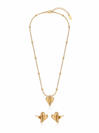 Radiant Molten Gold Heart Jewelry Set - 18K Gold Plated