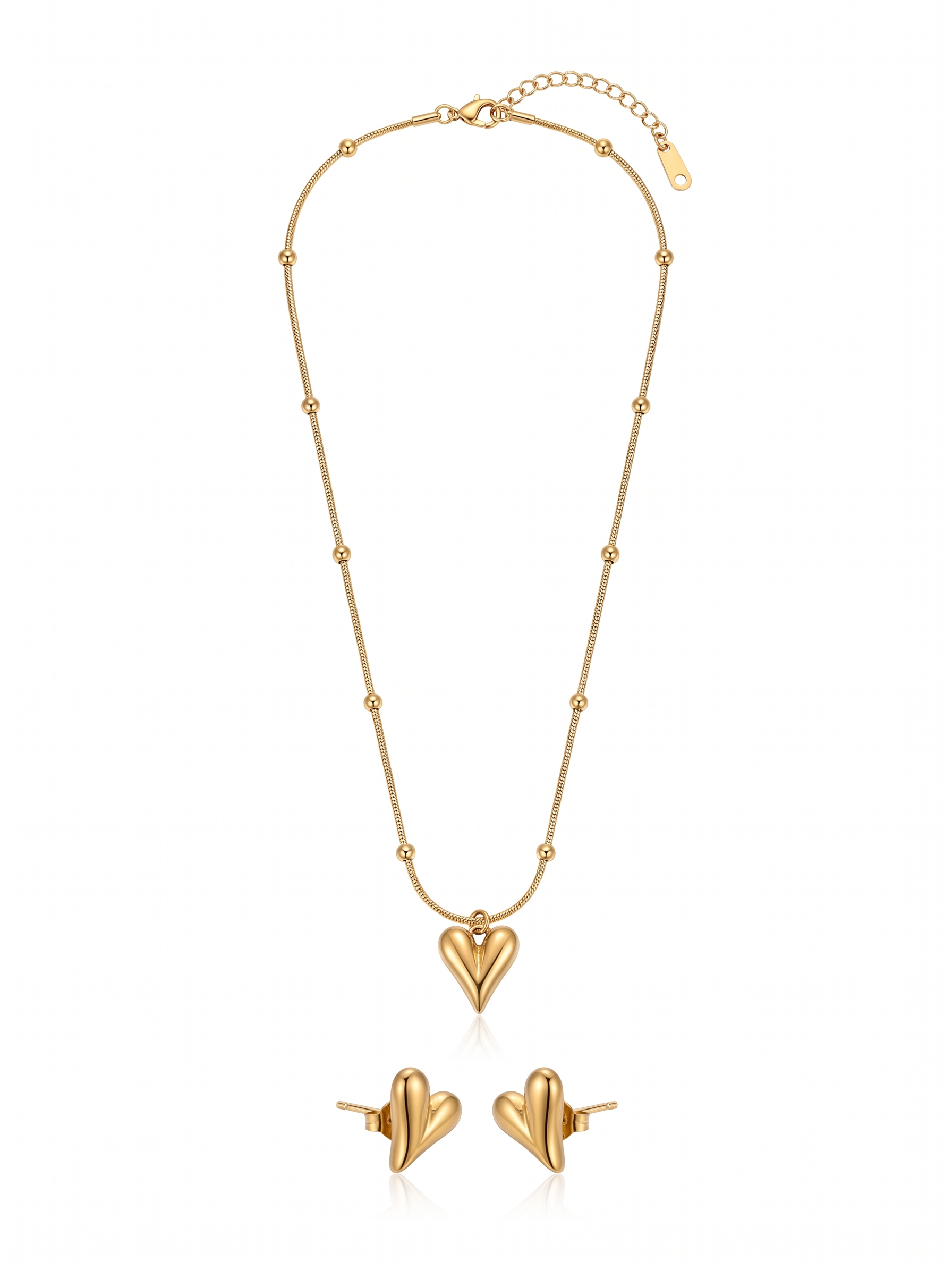 Radiant Molten Gold Heart Jewelry Set - 18K Gold Plated