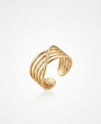 Multi-Layer Criss-Cross Statement Ring - 18K Gold Plated