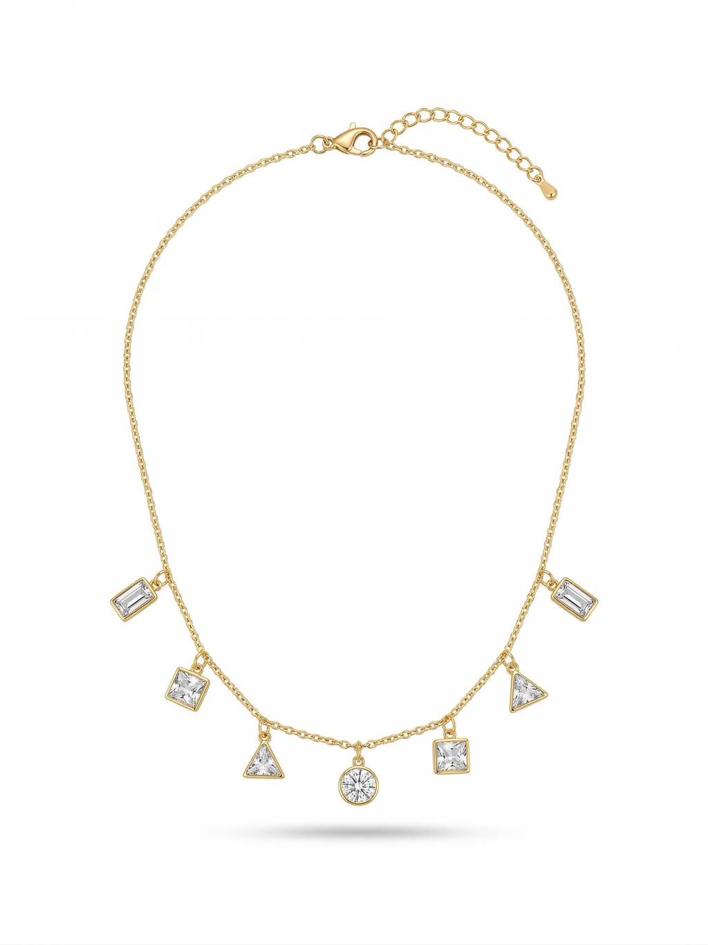 Geometric Charm Droplet Necklace - 18K Gold Plated