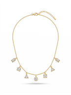 Geometric Charm Droplet Necklace - 18K Gold Plated