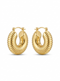 Sculpted Ribbed Dome Hoops - 18K Gold Plated