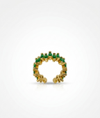 Marquise Emerald Eternity Open Ring - 18K Gold Plated