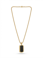 Onyx Grid Tag Necklace - 18K Gold Plated
