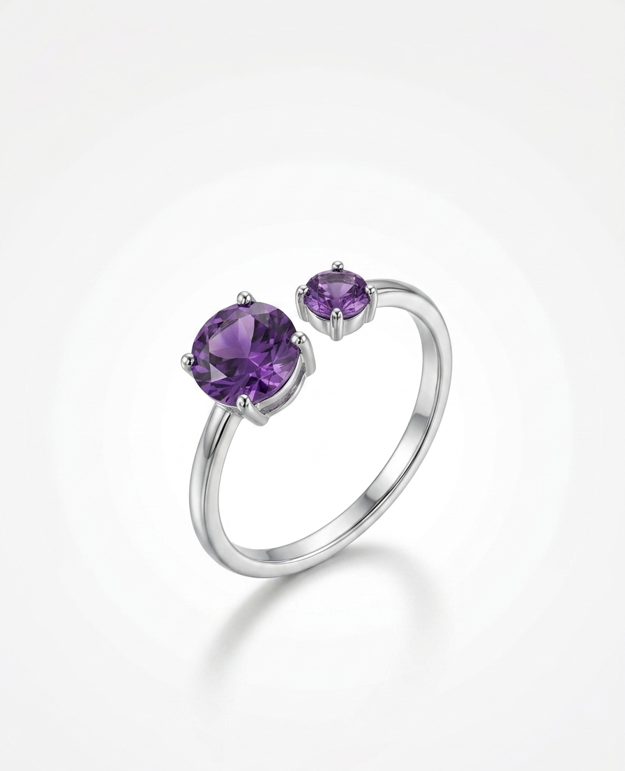 The Amethyst Radiance Duo Adjustable Ring