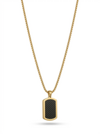 Onyx Grid Tag Necklace - 18K Gold Plated