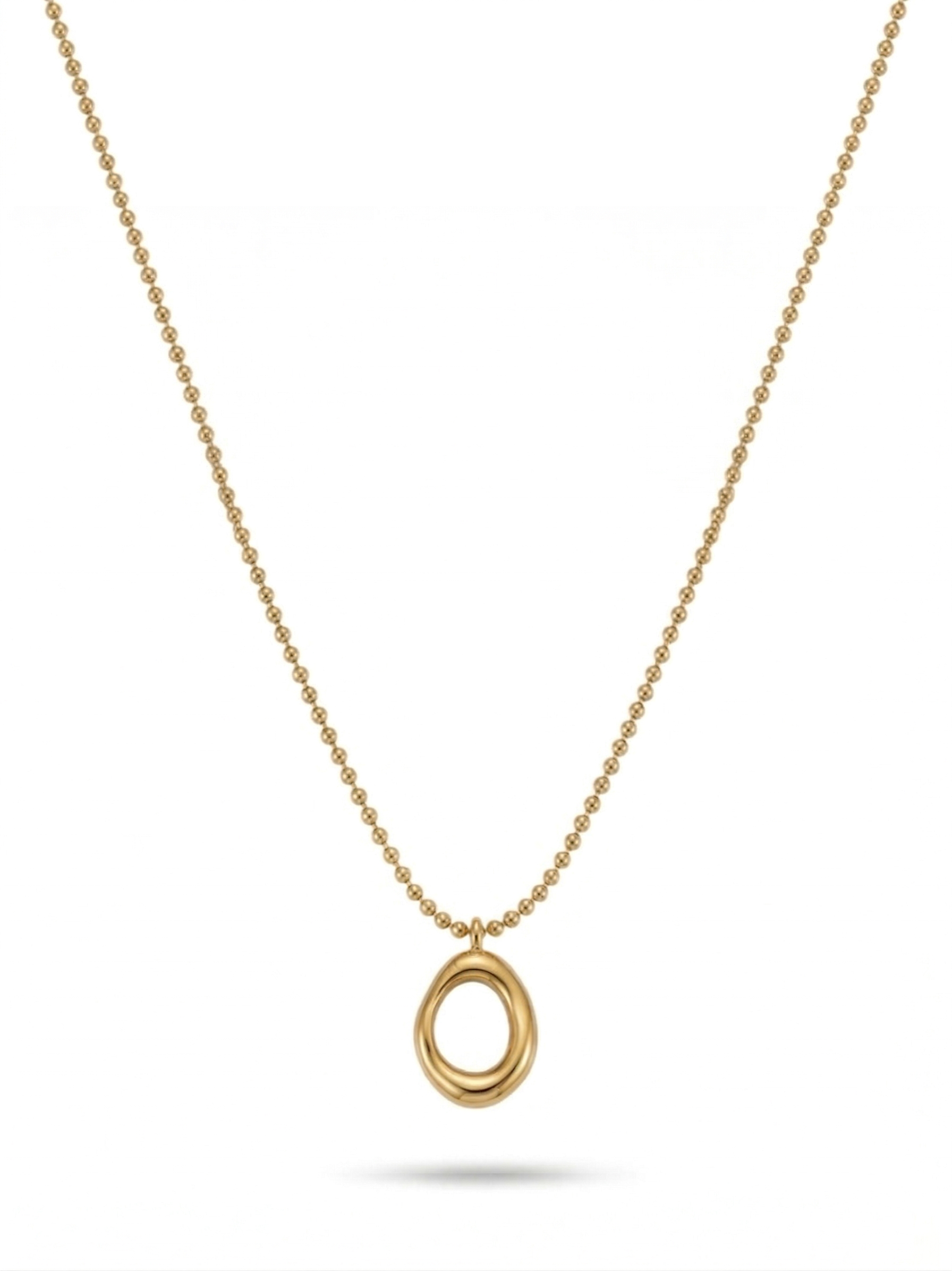 Open Oval Pendant Necklace - 18K Gold Plated