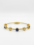 The Evil Eye Cable Bangle - 18K Gold Plated
