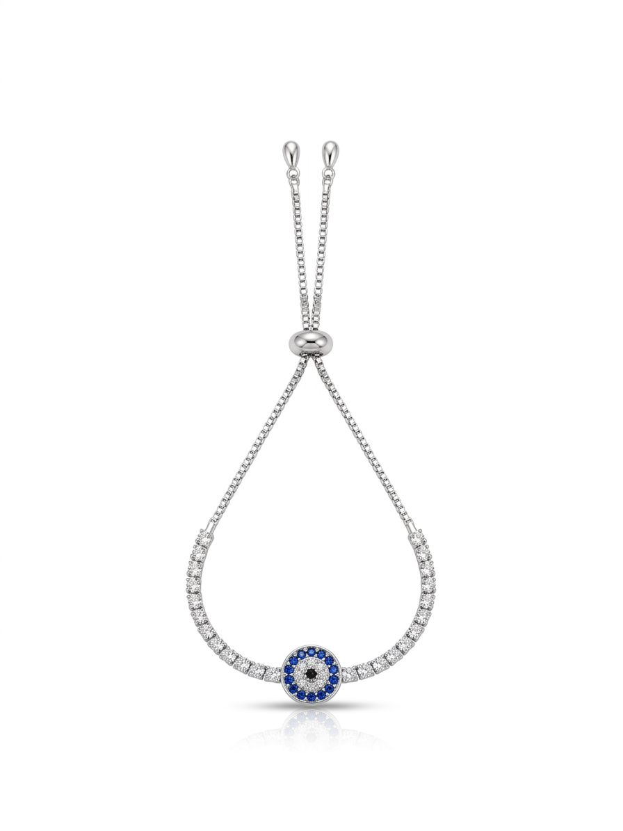 Silver Hexagonal Geometric Adjustable Bolo Bracelet