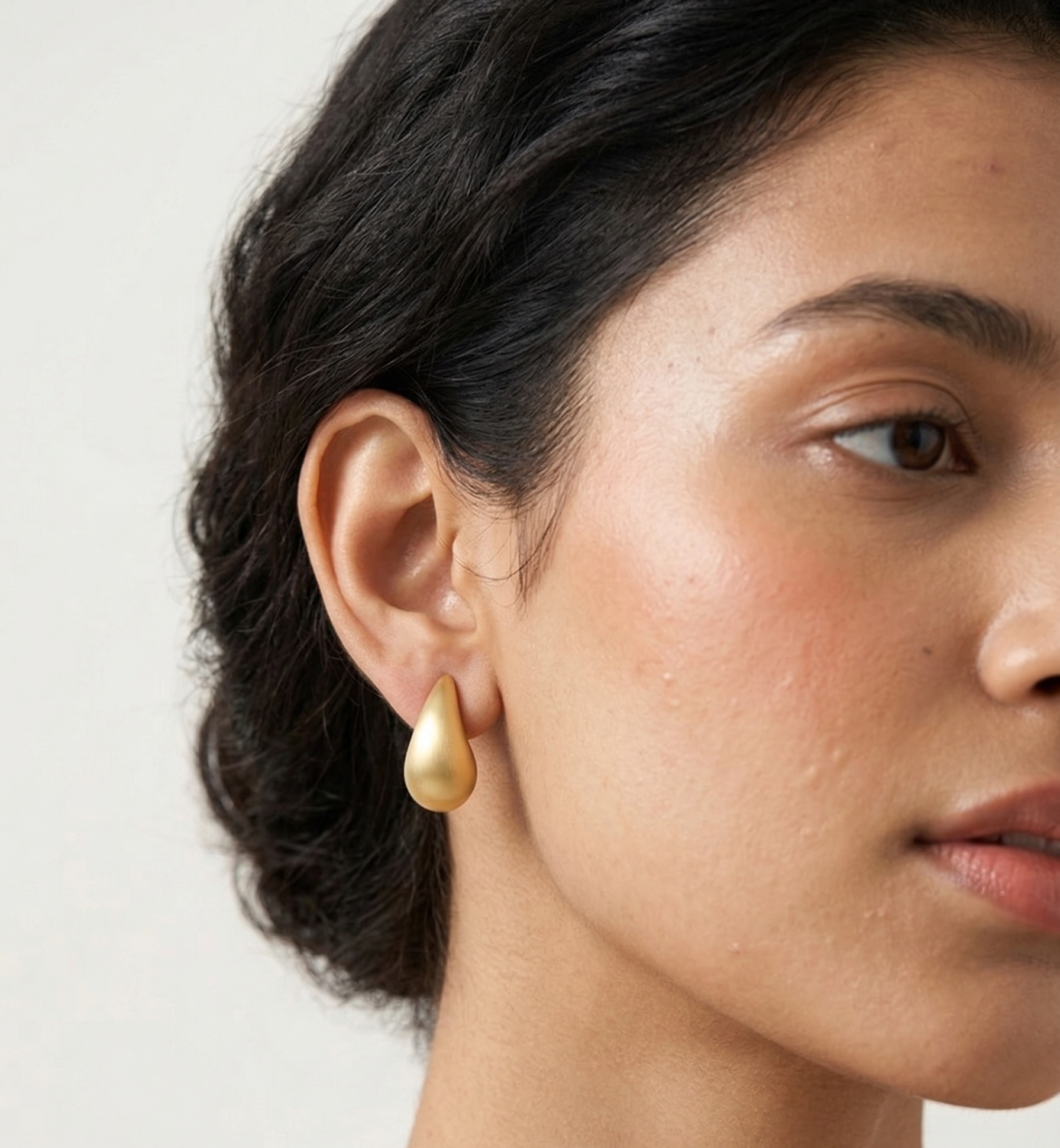 Brushed Dewdrop Studs - 18K Gold Plated