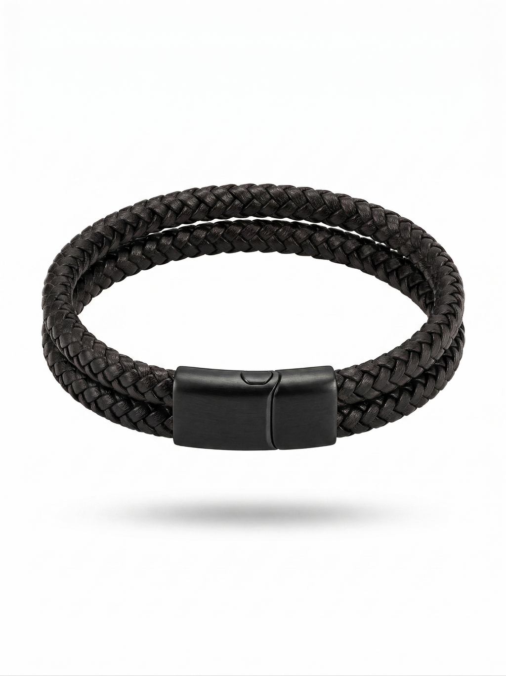 The Midnight Stealth Double-Braided Leather Bracelet