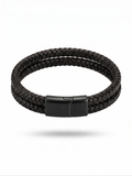 The Midnight Stealth Double-Braided Leather Bracelet