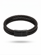The Midnight Stealth Double-Braided Leather Bracelet