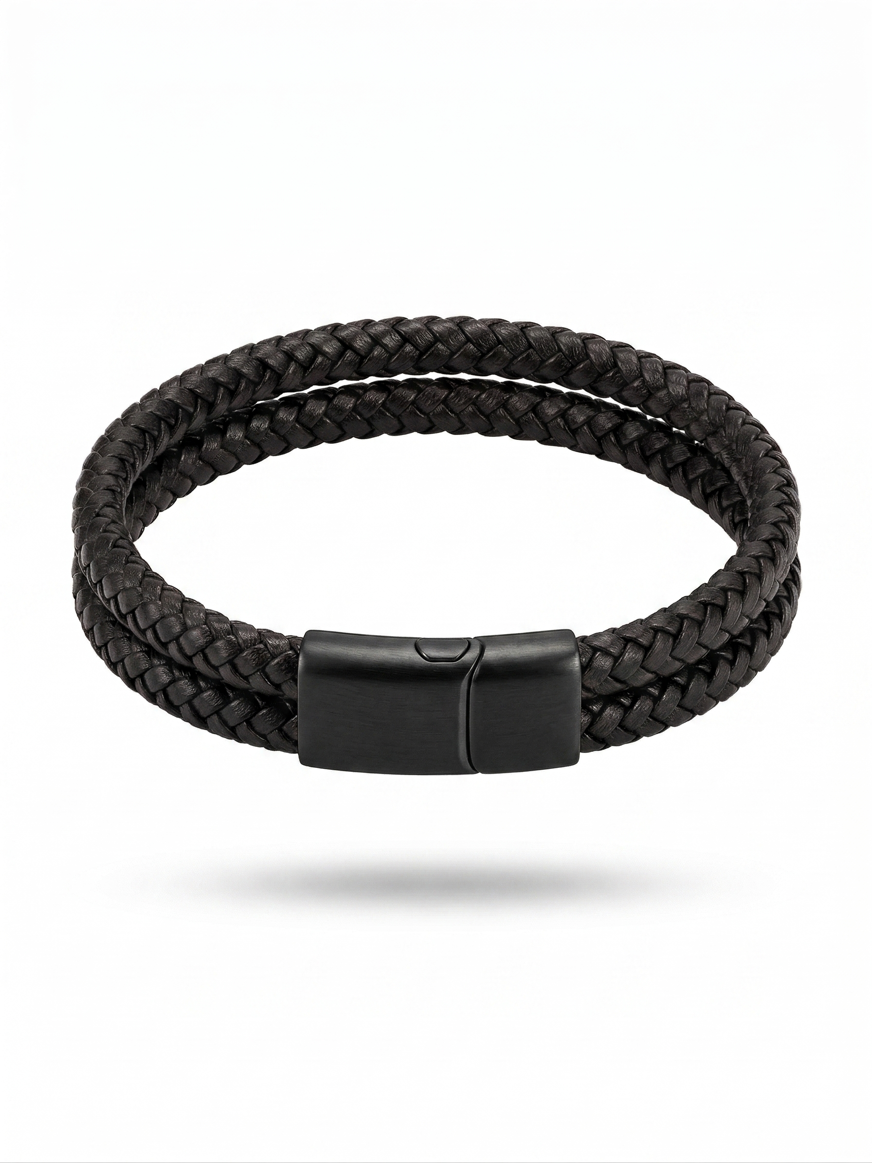 The Midnight Stealth Double-Braided Leather Bracelet