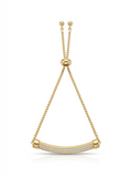 Gold Pave Bar Adjustable Bolo Bracelet - 18K Gold Plated