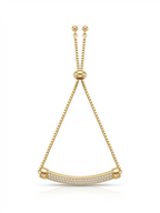 Gold Pave Bar Adjustable Bolo Bracelet - 18K Gold Plated